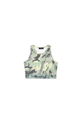Bralette de nylon con estampado de camuflaje pintado