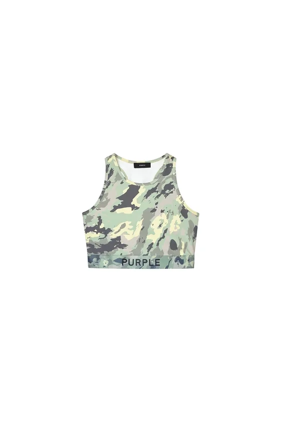 Bralette de nylon con estampado de camuflaje pintado