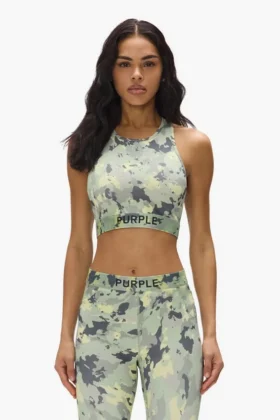 Bralette de nylon con estampado de camuflaje pintado
