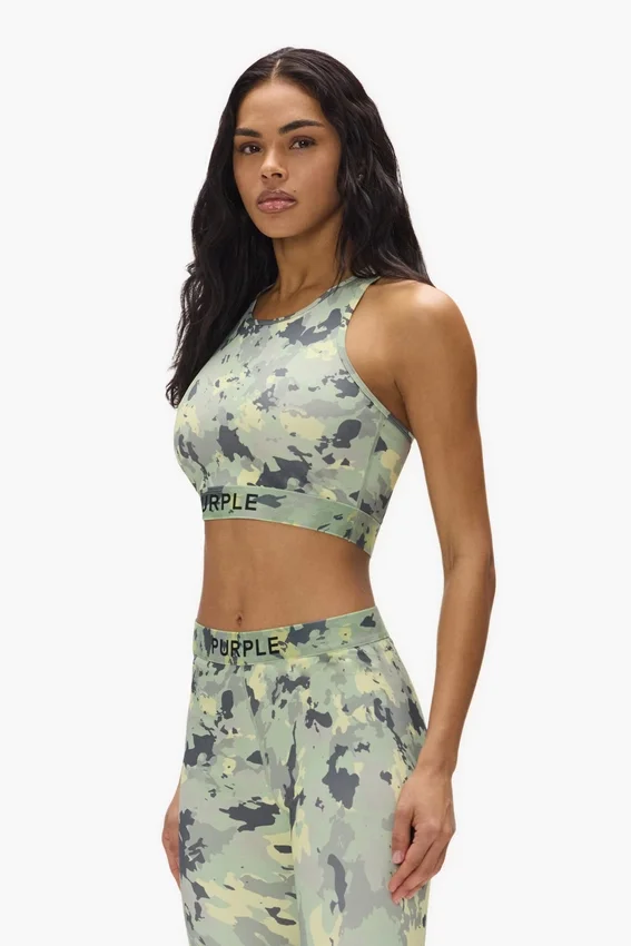 Bralette de nylon con estampado de camuflaje pintado