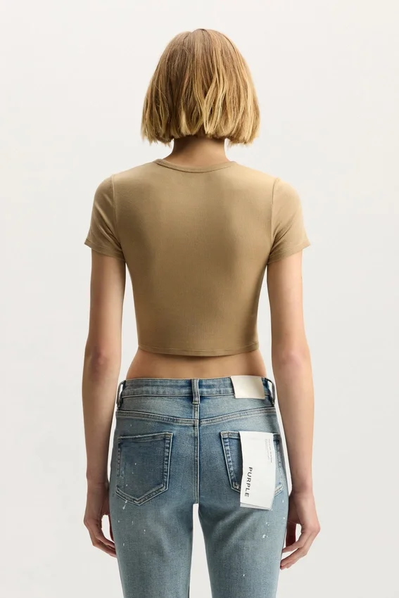 Camiseta de bebé de canalé con aplique del logotipo