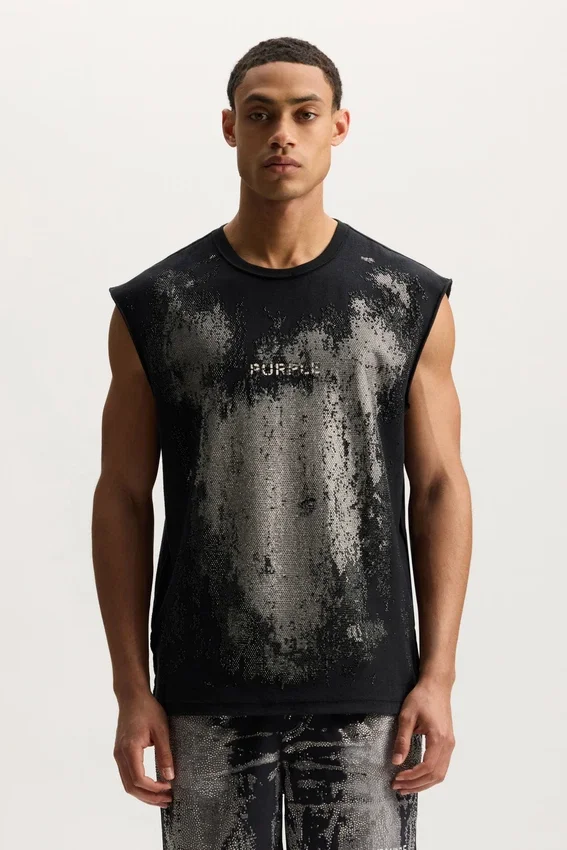 Camiseta sin mangas con cristales desgastados