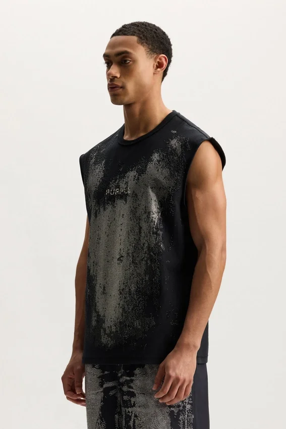 Camiseta sin mangas con cristales desgastados