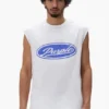 Camiseta sin mangas con letras de lentejuelas