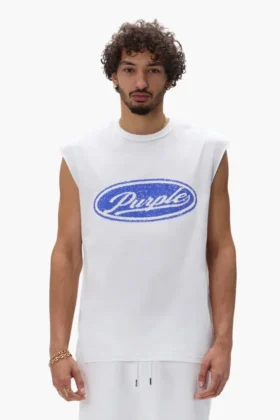 Camiseta sin mangas con letras de lentejuelas