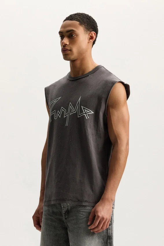 Camiseta sin mangas con letrero «Voltage»