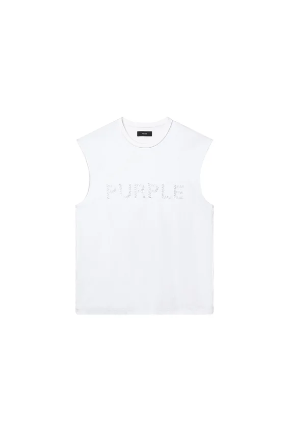 Camiseta sin mangas con logotipo con cuentas