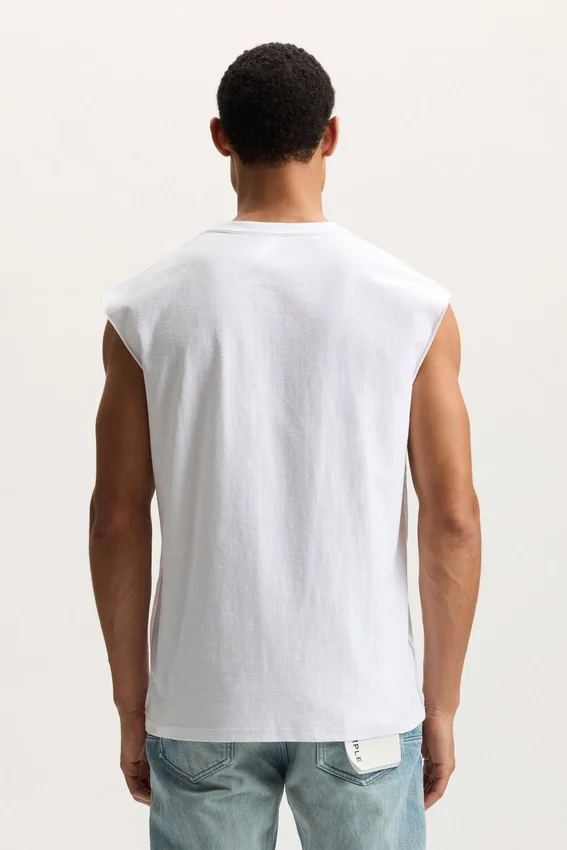 Camiseta sin mangas con logotipo con cuentas
