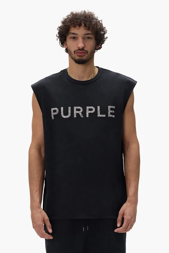 Camiseta sin mangas con logotipo de cristales