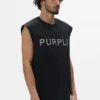 Camiseta sin mangas con logotipo de cristales