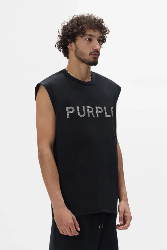 Camiseta sin mangas con logotipo de cristales