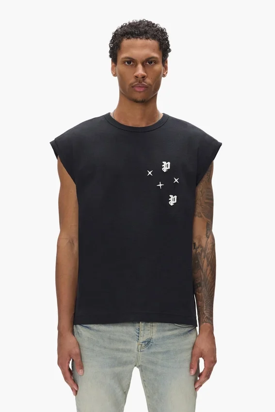 Camiseta sin mangas con monograma de estrellas