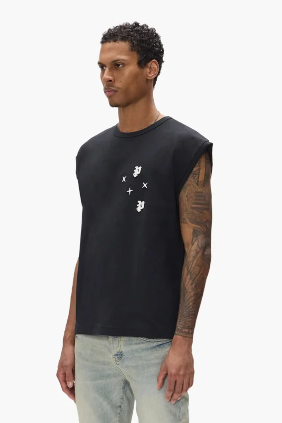 Camiseta sin mangas con monograma de estrellas