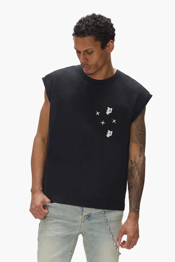 Camiseta sin mangas con monograma de estrellas
