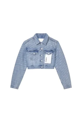 Chaqueta corta con logotipo brillante