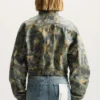Chaqueta de cuero con estampado de camuflaje pintado