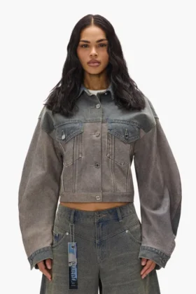 Chaqueta mixta de Denim y cuero