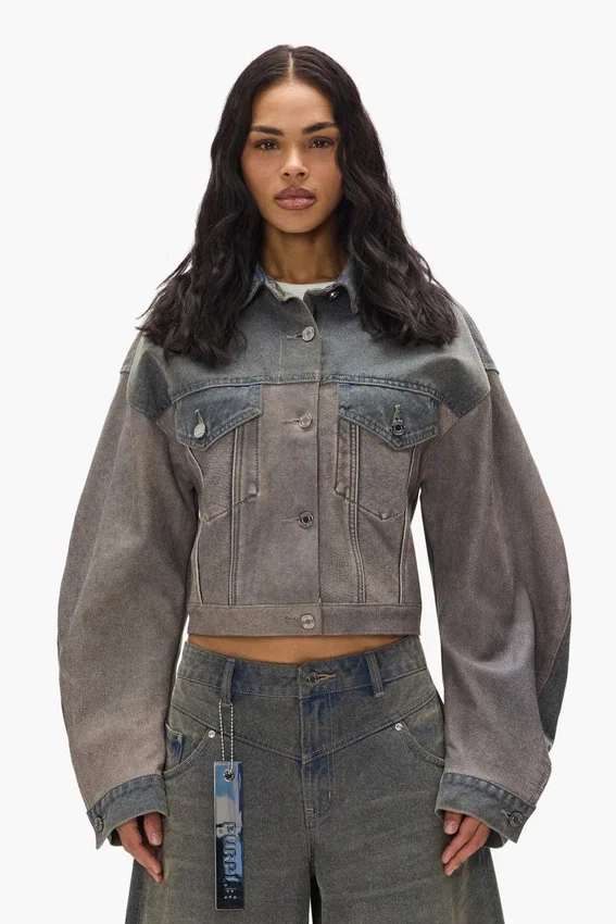 Chaqueta mixta de Denim y cuero