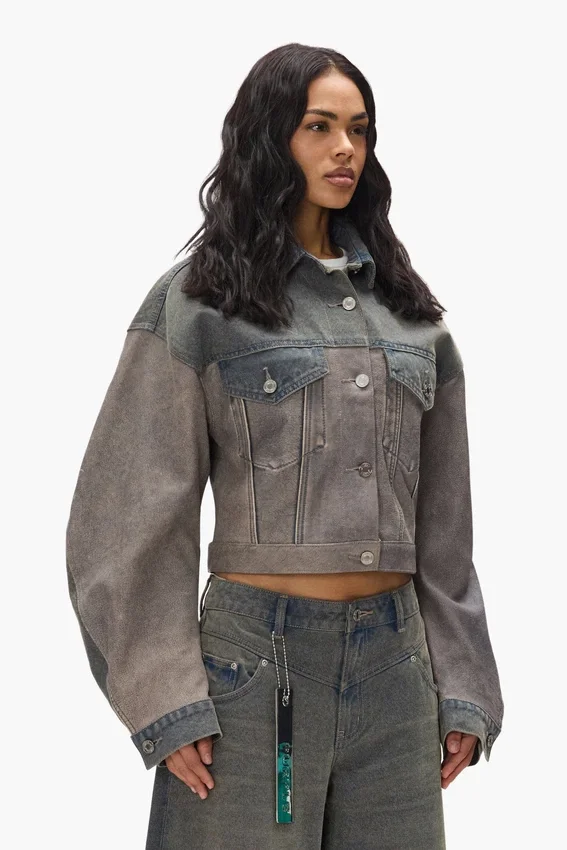 Chaqueta mixta de Denim y cuero
