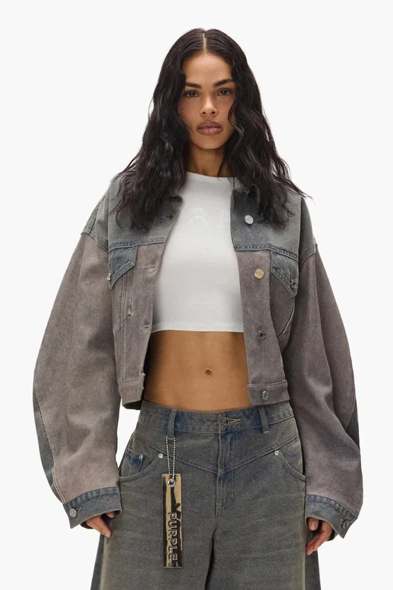 Chaqueta mixta de Denim y cuero