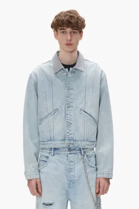 Chaqueta tipo camionero con cuello en contraste