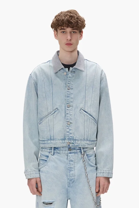 Chaqueta tipo camionero con cuello en contraste