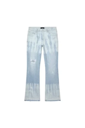 P004 Vaqueros acampanados con efecto tie-dye