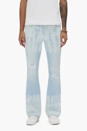 P004 Vaqueros acampanados con efecto tie-dye