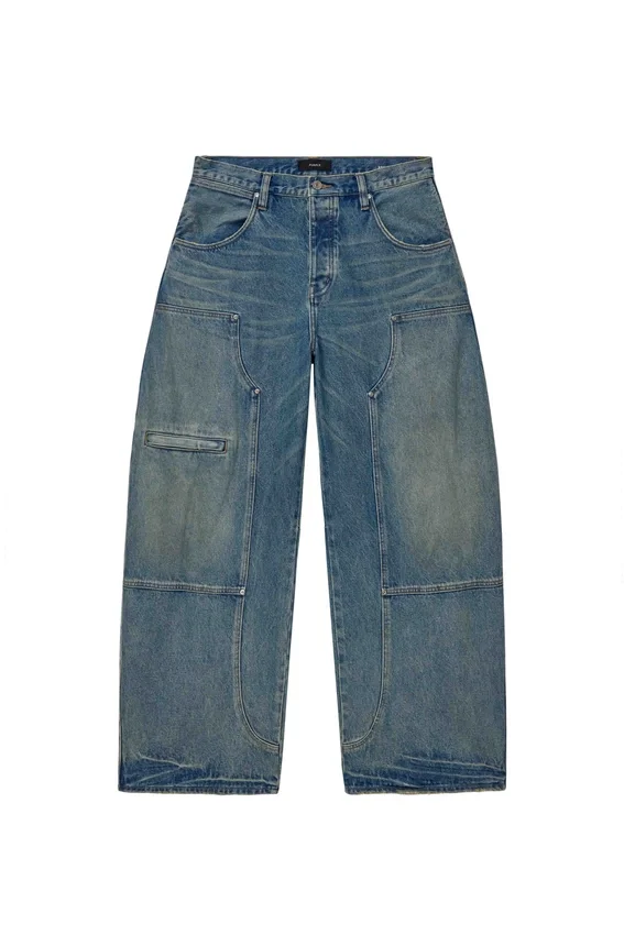 Pantalones de mezclilla de corte acampanado estilo trabajo