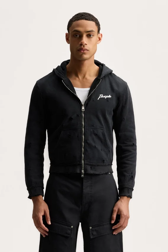 Sudadera con capucha y cremallera con letras