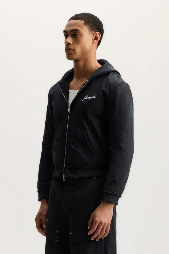 Sudadera con capucha y cremallera con letras