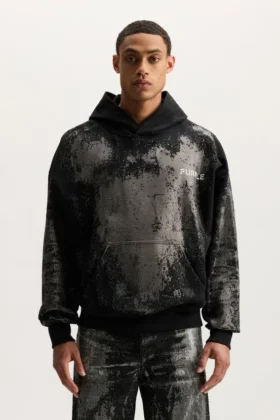 Sudadera con capucha y cristales desgastados