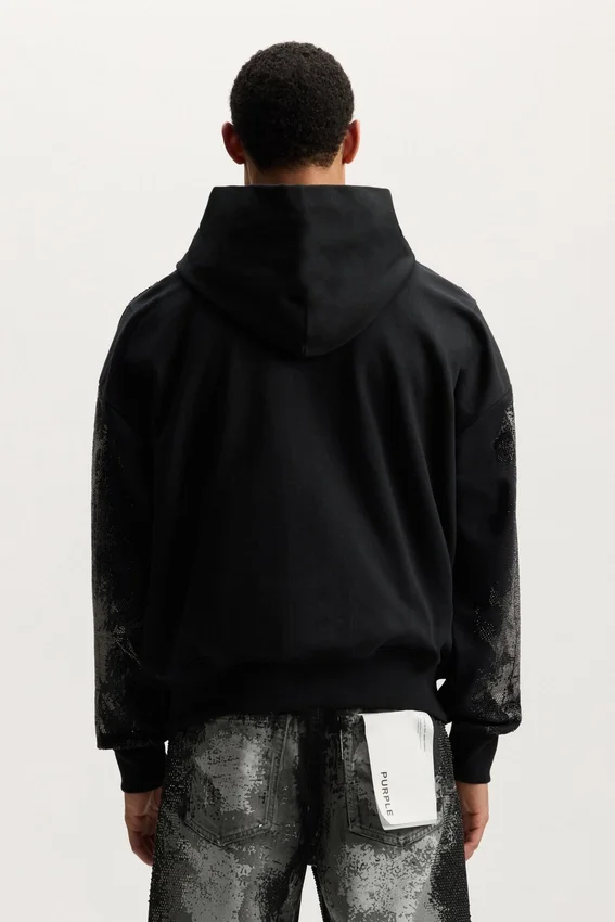 Sudadera con capucha y cristales desgastados